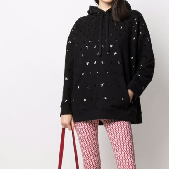 Valentino Sequin Logo Detail Hoodie Rare - Picture 1 of 8